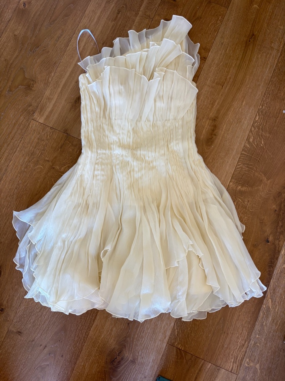 Aje Cream One-Shoulder Ruffle Mini Dress